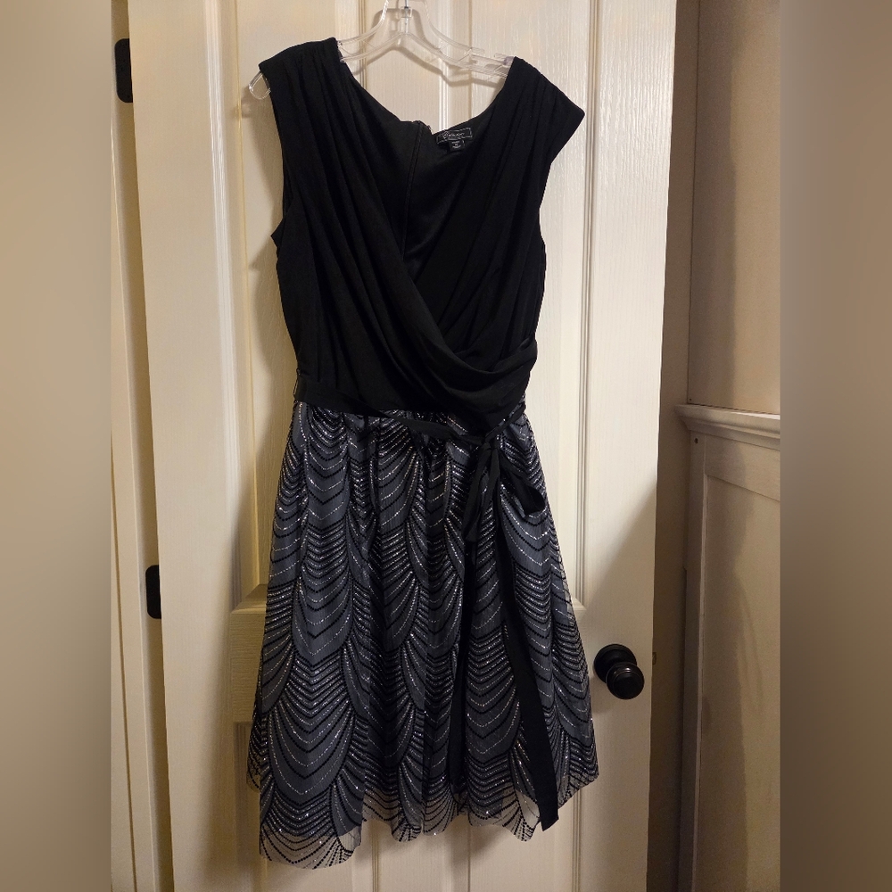 Dressbarn Collections Black and Silver Midi Dress